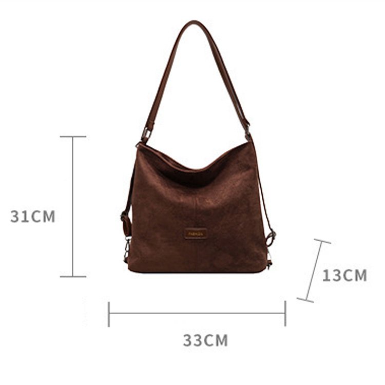 Maillard Suede Hobo Shoulder Bag Large Capacity Khaki