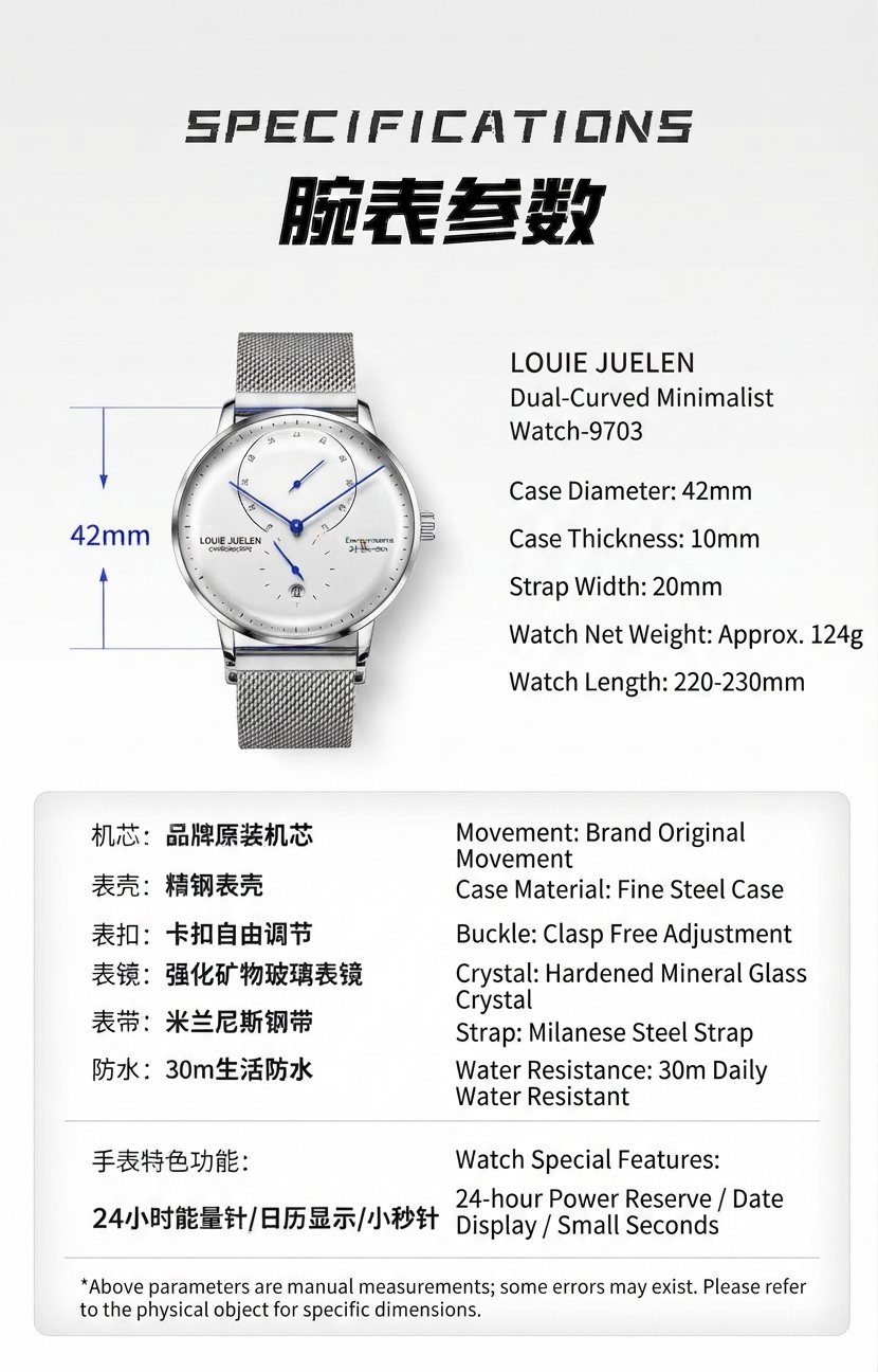 LOUIE JUELEN L-9703 men's classic calendar business quartz watch