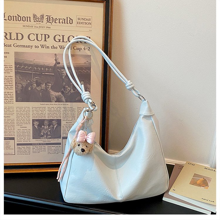 Rose Carry PU Crescent Shoulder Bag Mini Light Pink