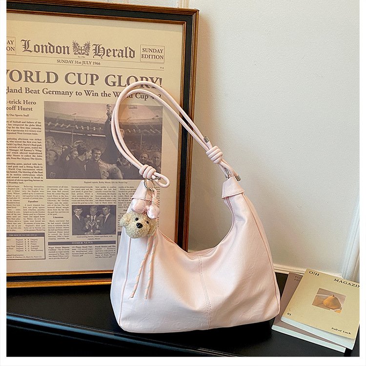 Rose Carry PU Crescent Shoulder Bag Mini Light Pink