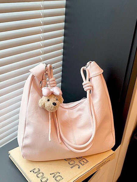 Rose Carry PU Crescent Shoulder Bag Mini Light Pink