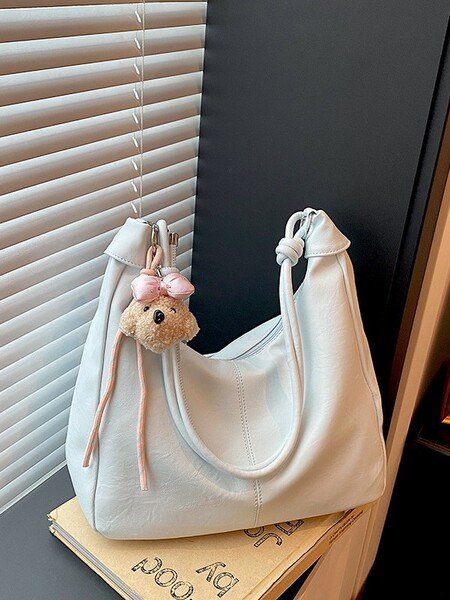 Rose Carry PU Crescent Shoulder Bag Mini Light Pink